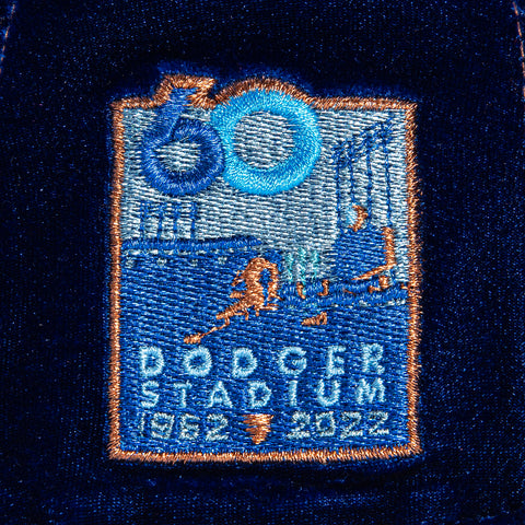 New Era 59Fifty Velvet Los Angeles Dodgers 60th Anniversary Stadium Patch Word Hat - Royal