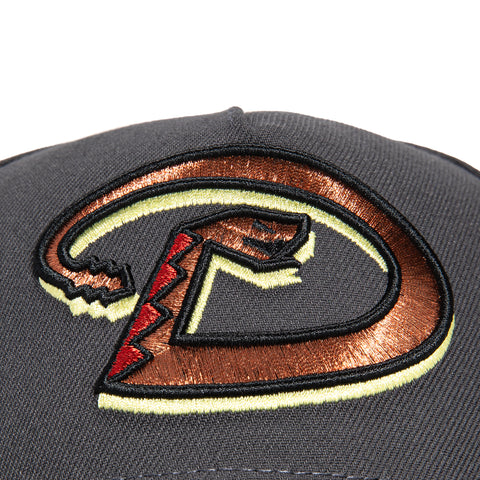 New Era 9Forty A-Frame Arizona Diamondbacks Inaugural Patch D Snapback Hat - Graphite, Metallic Copper