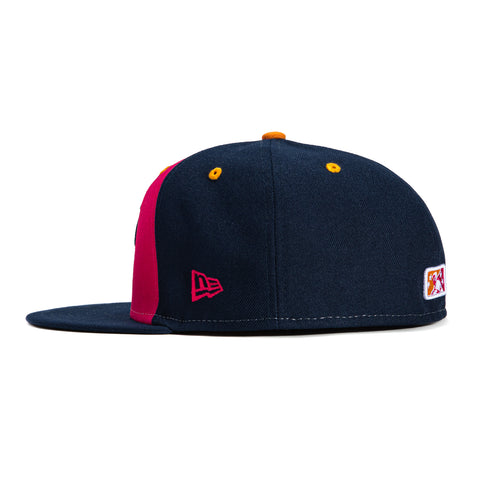 New Era 59Fifty Asheville Tourists Hippies Rail Hat - Magenta, Light Navy