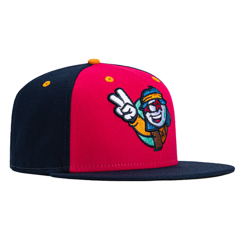 New Era 59Fifty Asheville Tourists Hippies Rail Hat - Magenta, Light Navy