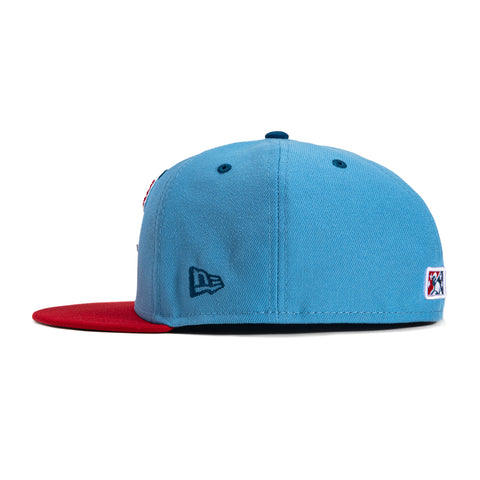 New Era 59Fifty Eugene Emeralds Exploding Whales Hat - Light Blue, Red