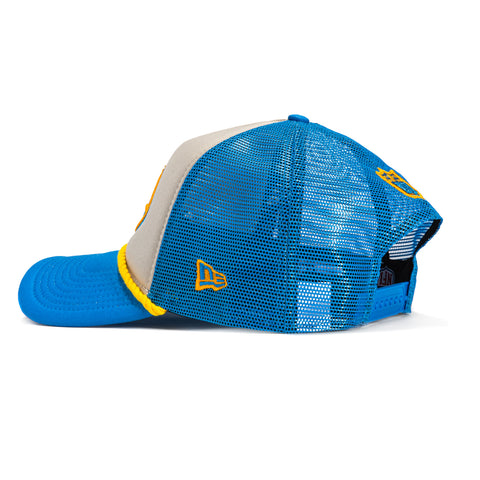 New Era 9Forty A-Frame 2024 Sideline Los Angeles Chargers Trucker Snapback Hat - White, Light Blue