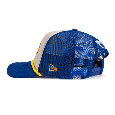 New Era 9Forty A-Frame 2024 Sideline Los Angeles Rams Trucker Snapback Hat - White, Royal