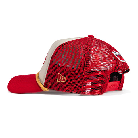 New Era 9Forty A-Frame 2024 Sideline San Francisco 49ers Trucker Snapback Hat - White, Red