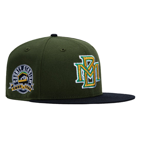 New Era 59Fifty Milwaukee Brewers County Stadium Patch Hat - Olive, Navy