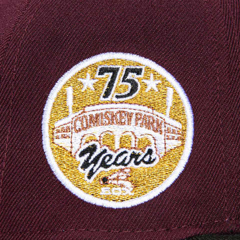 New Era 59Fifty Chicago White Sox 75th Anniversary Patch Word Hat - Maroon, Black