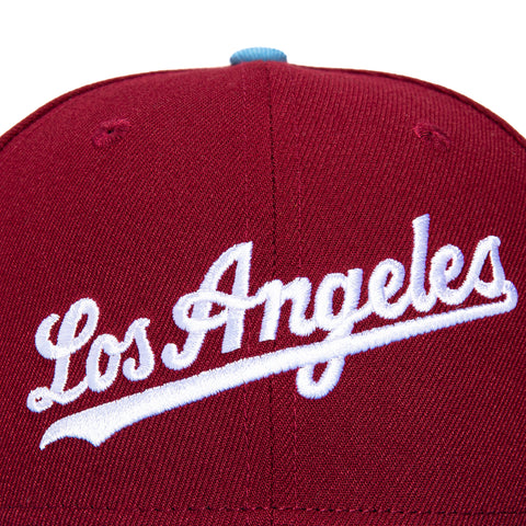 New Era 59Fifty Los Angeles Dodgers 50th Anniversary Stadium Patch Word Hat - Cardinal, Light Blue