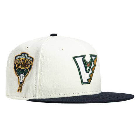 New Era 59Fifty Arizona Diamondbacks Inaugural Patch Upside Down A Hat - White, Navy, Metallic Gold