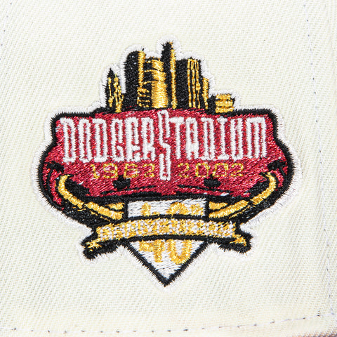 New Era 59Fifty Los Angeles Dodgers 40th Anniversary Stadium Patch Shadow Hat - White, Cardinal, Metallic Gold