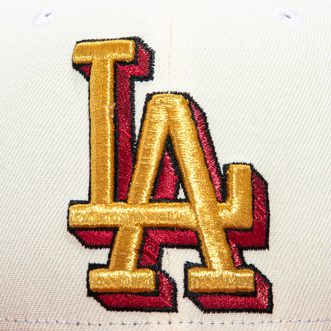 New Era 59Fifty Los Angeles Dodgers 40th Anniversary Stadium Patch Shadow Hat - White, Cardinal, Metallic Gold