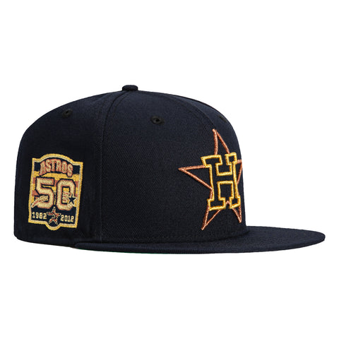 New Era 59Fifty Houston Astros 50th Anniversary Patch Neon Hat - Navy, Metallic Gold, Metallic Copper