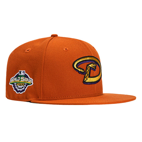 New Era 59Fifty Arizona Diamondbacks 2001 World Series Patch D Hat - Burnt Orange, Metallic Gold, Purple