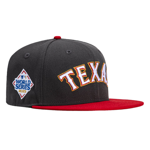 New Era 59Fifty Texas Rangers 2023 World Series Patch Word Hat - Graphite, Red