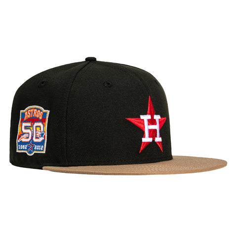 New Era 59Fifty Crawfish Houston Astros 50th Anniversary Patch Hat - Black, Khaki