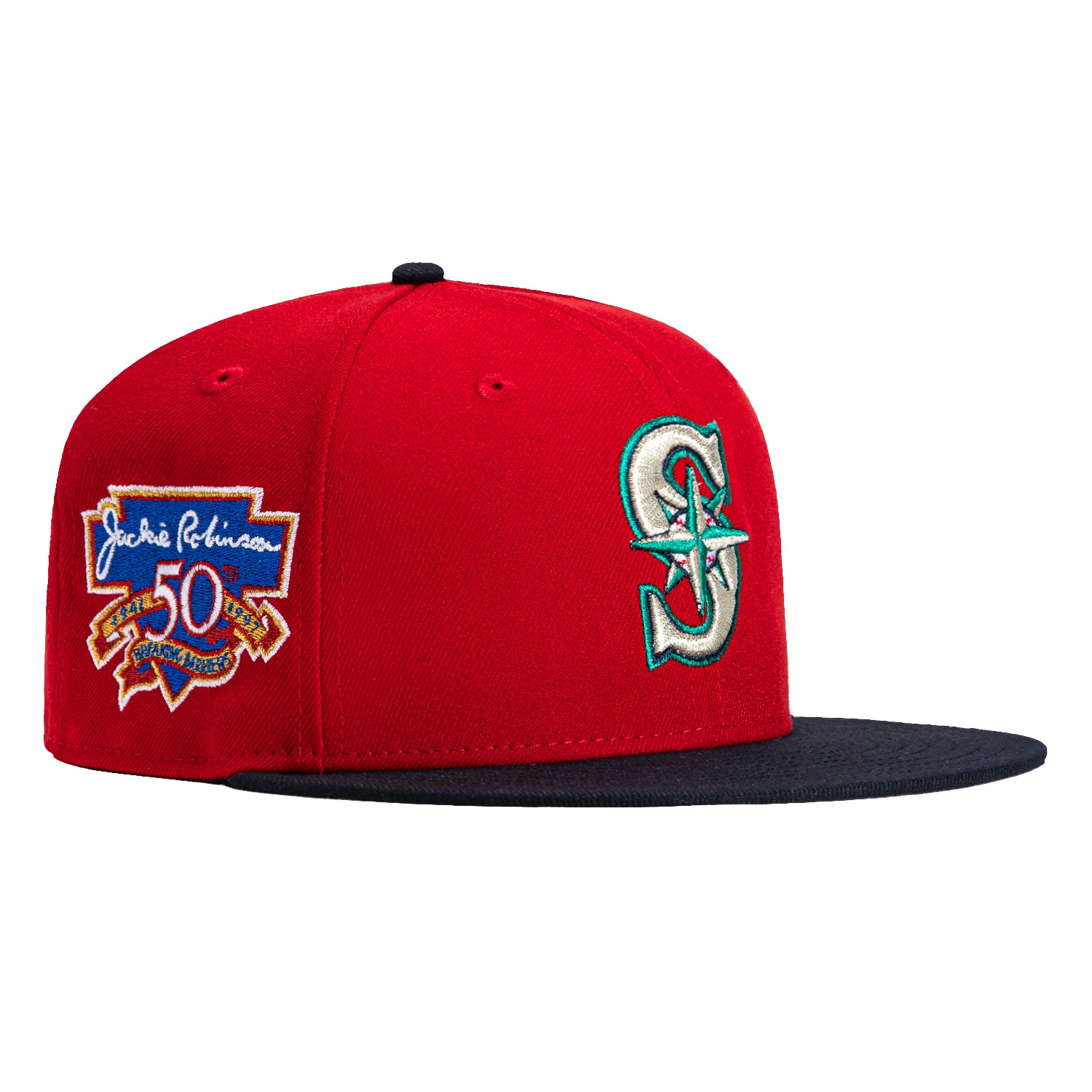 New Era Seattle Mariners 40th Anniversary Patch Logo Hat Club Exclusive 59Fifty Fitted Hat Teal/Green