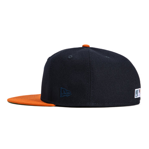 New Era 59Fifty Barbershop Brooklyn Dodgers Jackie Robinson 75th Anniversary Patch Hat - Navy, Burnt Orange