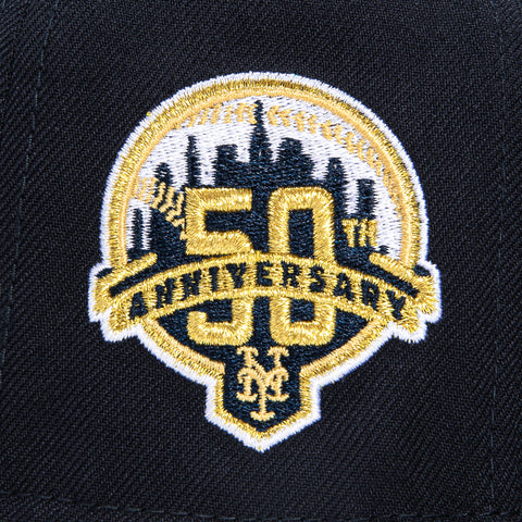 New Era 59Fifty Champagne New York Mets 50th Anniversary Patch Word Hat - Navy, Brown