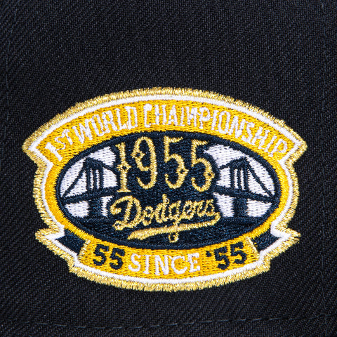 New Era 59Fifty Champagne Los Angeles Dodgers 1955 World Series Patch Hat - Navy, Brown