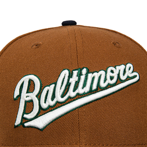 New Era 59Fifty Baltimore Orioles 25th Anniversary Stadium Patch Script Hat - Khaki, Navy