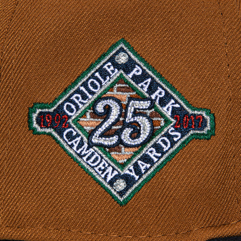 New Era 59Fifty Baltimore Orioles 25th Anniversary Stadium Patch Script Hat - Khaki, Navy