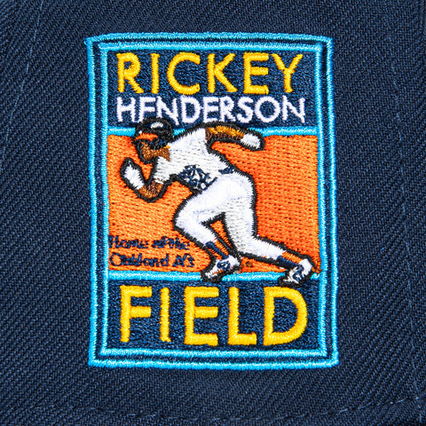 New Era 59Fifty Oakland Athletics Rickey Henderson Field Patch Word Hat - Navy, Gold, Orange