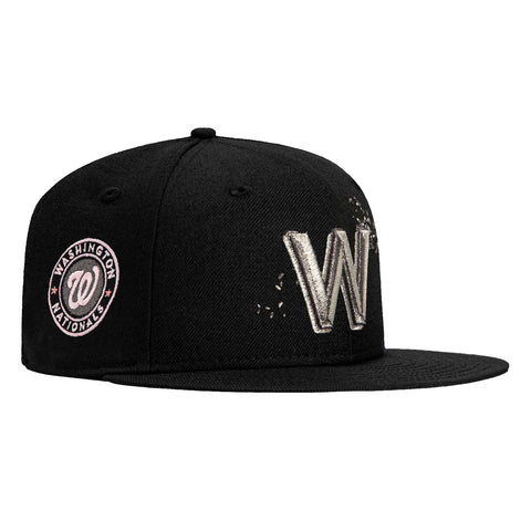 New Era 59Fifty Washington Nationals Logo Patch Hat - Black, Metallic Black Pearl, Metallic Silver