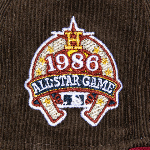 New Era 59Fifty Cord Visor Houston Astros 1986 All Star Game Patch Hat - Brown, Cardinal