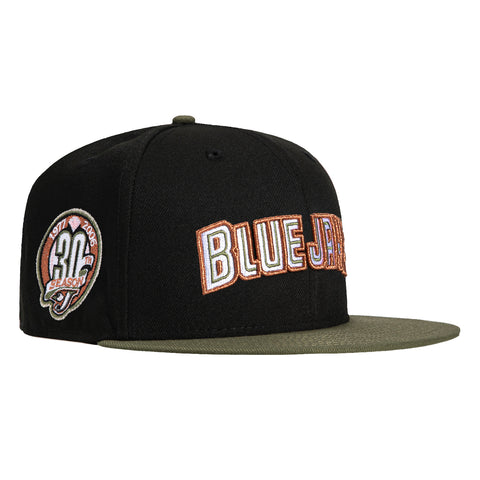 New Era 59Fifty Cookie Martini Toronto Blue Jays 30th Anniversary Patch Word Hat - Black, Olive