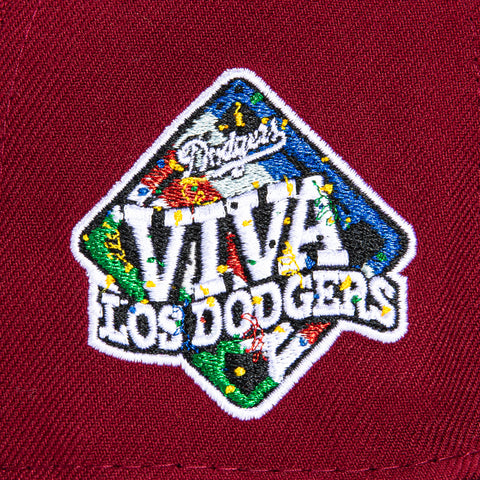 New Era 59Fifty Los Angeles Dodgers Viva Los Dodgers Patch Script Hat - Cardinal, Black