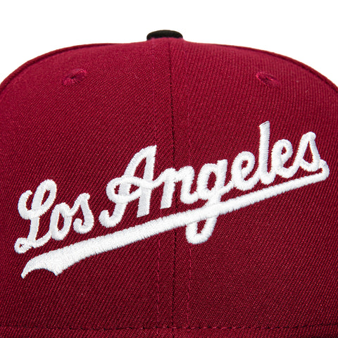 New Era 59Fifty Los Angeles Dodgers Viva Los Dodgers Patch Script Hat - Cardinal, Black