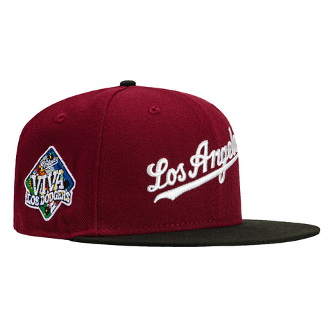 New Era 59Fifty Los Angeles Dodgers Viva Los Dodgers Patch Script Hat - Cardinal, Black