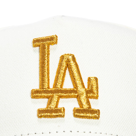 New Era 9Forty A-Frame Los Angeles Dodgers 60th Anniversary Stadium Patch Snapback Hat - White, Black, Metallic Gold