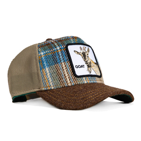 Goorin Bros Moon Goat Adjustable Snapback Trucker Hat - Tan Plaid, Brown