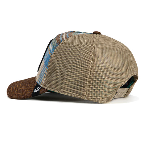 Goorin Bros Moon Goat Adjustable Snapback Trucker Hat - Tan Plaid, Brown