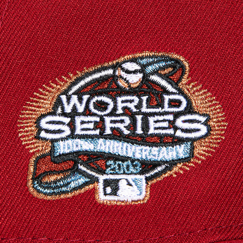 New Era 59Fifty Miami Marlins 2003 World Series Patch Word Hat - Brick, Light Blue