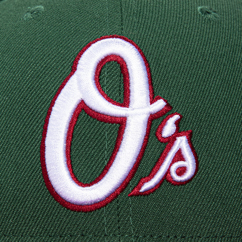 New Era 59Fifty Velvet Ham Baltimore Orioles 30th Anniversary Stadium Patch Alternate Hat - Green, Cardinal