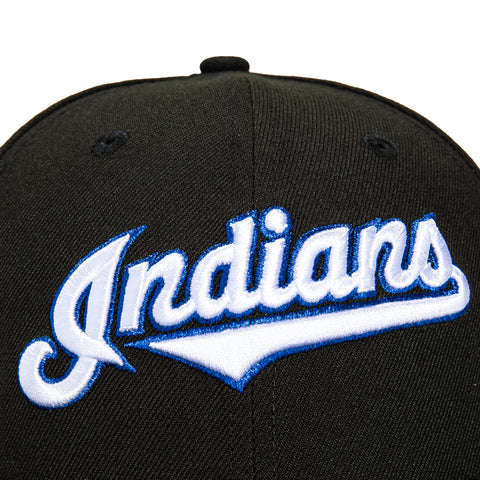 New Era 59Fifty Cleveland Indians 1995 World Series Patch Script Hat - Black, White, Royal