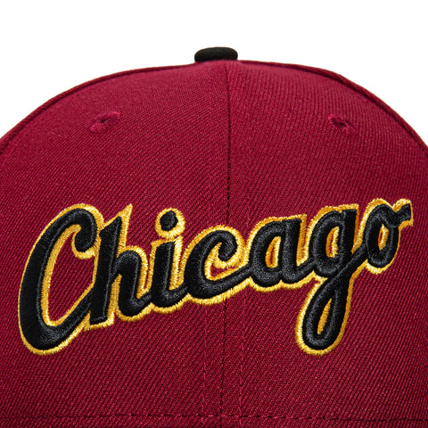 New Era 59Fifty Chicago White Sox 2005 World Series Patch Script Hat - Cardinal, Black, Metallic Gold