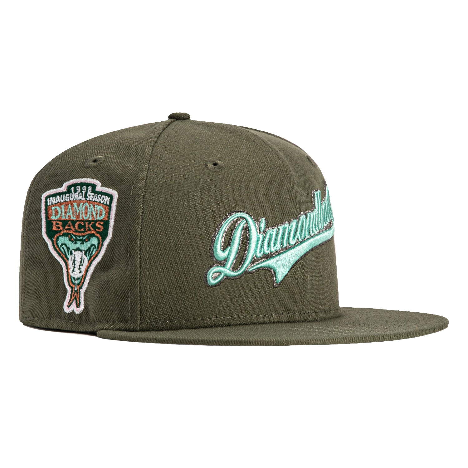 New Era 59Fifty Arizona Diamondbacks Inaugural Patch Script Hat - Oliv