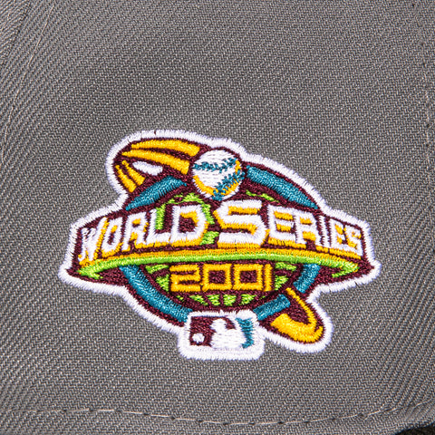 New Era 59Fifty Arizona Diamondbacks 2001 World Series Patch D Hat - Storm Grey, Black, Maroon, Gold