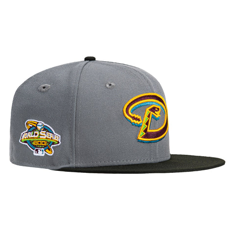 New Era 59Fifty Arizona Diamondbacks 2001 World Series Patch D Hat - Storm Grey, Black, Maroon, Gold