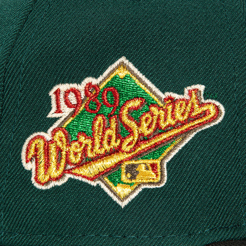 New Era 59Fifty Oakland Athletics 1989 World Series Patch Script Hat - Green, Black, Metallic Gold