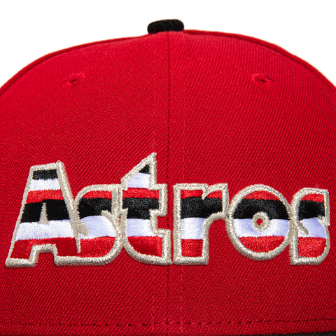 New Era 59Fifty Houston Astros Logo Patch Stripe Hat - Red, Black