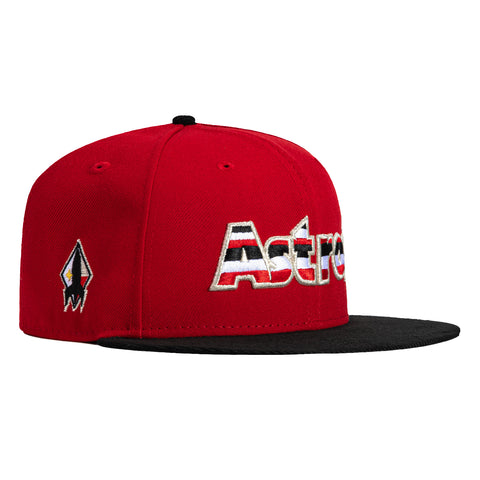 New Era 59Fifty Houston Astros Logo Patch Stripe Hat - Red, Black