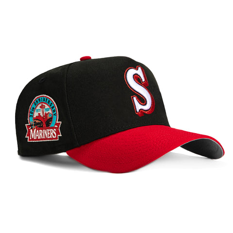 New Era 59Fifty A-Frame Seattle Mariners 30th Anniversary Patch Hat - Black, Red, Teal