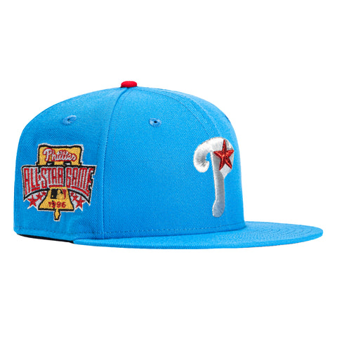 New Era 59Fifty Daddy Daughter Philadelphia Phillies 1996 All Star Game Patch Alternate Hat - Light Blue, Metallic Silver, Red