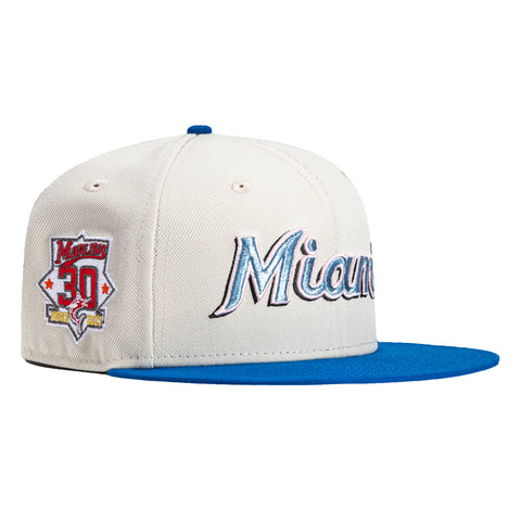 New Era 59Fifty Calle Ocho Miami Marlins 30th Anniversary Patch Word Hat - Stone, Royal