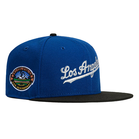 New Era 59Fifty Los Angeles Dodgers 50th Anniversary Stadium Patch Script Hat - Royal, Black, Metallic Silver