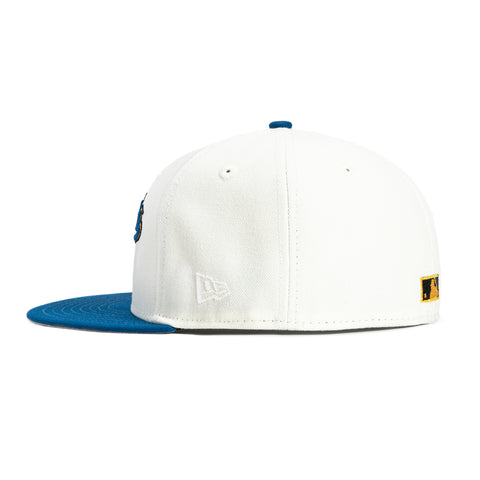 New Era 59Fifty Los Angeles Dodgers Japan Flag Patch Script Hat - White, Indigo, Metallic Gold