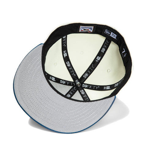 New Era 59Fifty Los Angeles Dodgers Japan Flag Patch Script Hat - White, Indigo, Metallic Gold